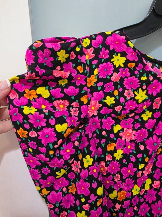 Kate Spade Bright Floral Puff Sleeve Dress Size 6 Multicolor A-Line - Picture 6 of 11